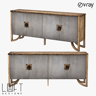 Modern Wood and Concrete Chest of Drawers 3D model image 1 