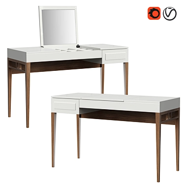 Sleek Grey Dressing Table with Foldable Mirror 3D model image 1 