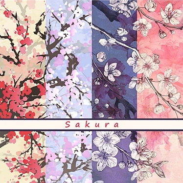 Sakura Blossom Wallpaper: Vibrant Colors for Your Walls 3D model image 1 