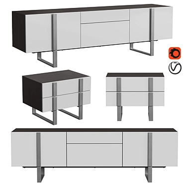 CP1706-H-GRIS Bedside Table by Angel Cerda 3D model image 1 