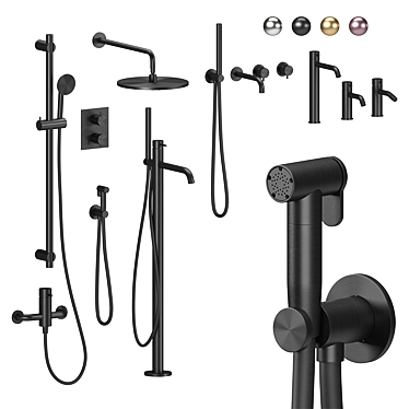 Quadro Source Collection: Smooth Chrome Sanitary Set 3D model image 1 