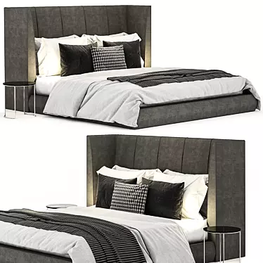 Elegant Dark Gray Bed 3D model image 1 