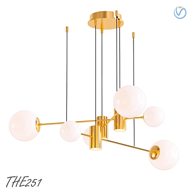 Modern Pendant Chandelier with Combination of Spherical and Cylindrical Shades 3D model image 1 
