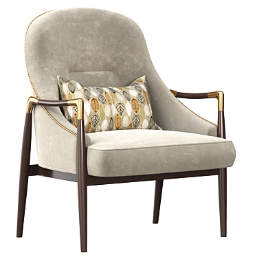 Elegant Brass Walnut Lounge Chairs 3D model image 1 