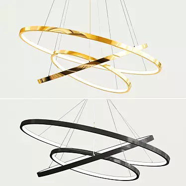 Sleek Circle Pendant Chandelier 3D model image 1 