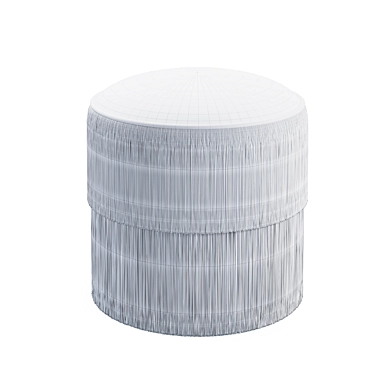 Fringe Chic Ottoman with Distressed and Straight Fringes 3D model image 1 