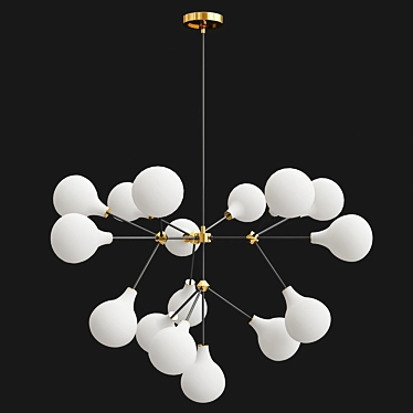 Sleek Glass Brass Chandelier 3D model image 1 