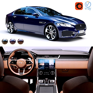 Luxury Jaguar XF 2021: Exquisite Design & Unparalleled Performance 3D model image 1 