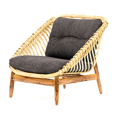 Elegant Cane Lounge Chair 3D model image 1 