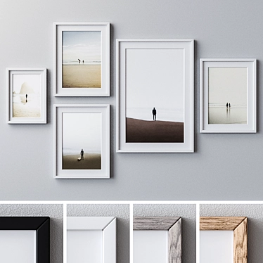 Multi-Color Frames Set for A4, 30x40 cm, and 50x70 cm Photos 3D model image 1 