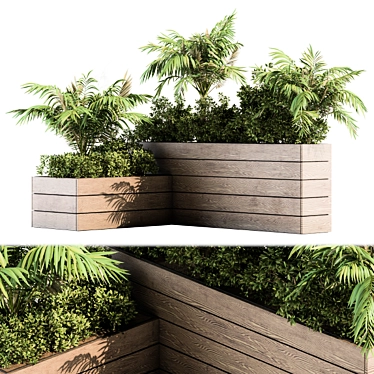 Tropical Escape: Wooden Plant Box 3D model image 1 