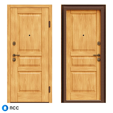 Classic Oak Entrance Door - Eco-70 3D model image 1 