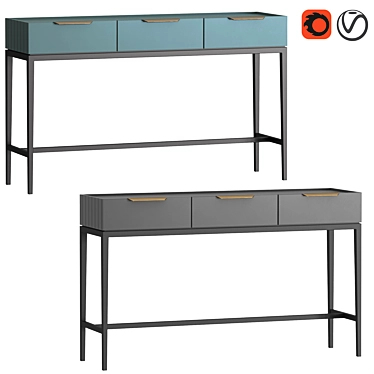 Modern Metropolitan Console with 3 Drawers 3D model image 1 