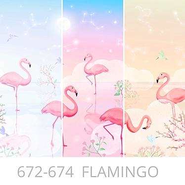 Flamingo Paradise Wallpaper Panels 3D model image 1 