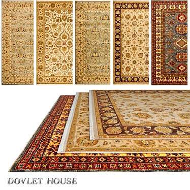 DOVLET HOUSE 5-Piece Carpets Set (Part 671) - Luxurious Wool & Silk Blend Styles 3D model image 1 