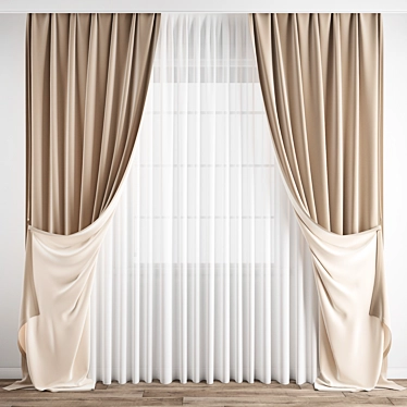 Elegant Polygonal Curtain Set 3D model image 1 