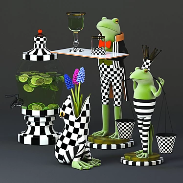 MacKenzie-Childs Courtly Check Decor Set 3D model image 1 