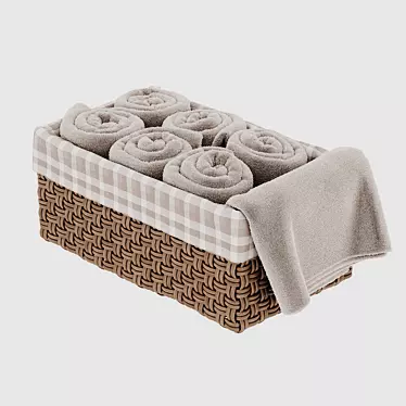 Luxury Towels in Woven Basket 3D model image 1 