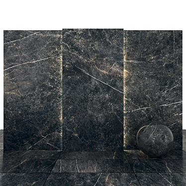 Elegant Imperial Black Marble Slabs & Tiles 3D model image 1 