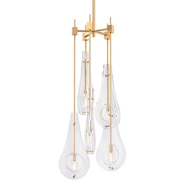 Elegant Bellano L Brass Chandelier 3D model image 1 