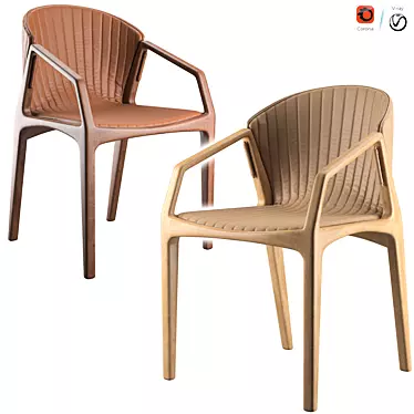 Contemporary Luisa Armchair: Certified Wood Frame, Edge-Trimmed Finish 3D model image 1 