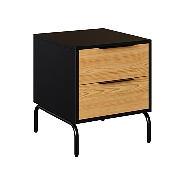 Sleek Black Oak Bedside Table 3D model image 1 