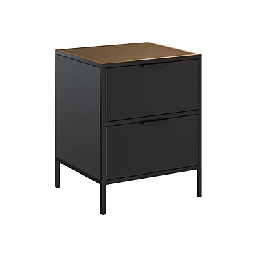 Modern Black Metal Bedside Table 3D model image 1 