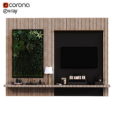 Sleek Green TV Wall Set 3D model image 1 