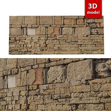 Detailed Stone Wall Model 3D model image 1 