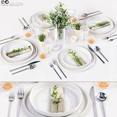 Elegant Table Setting Decor 3D model image 1 