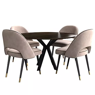 Modern Dining Set: Ralf Table & Cliff Chair 3D model image 1 