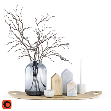 Elegant Glass Vase Set 3D model image 1 