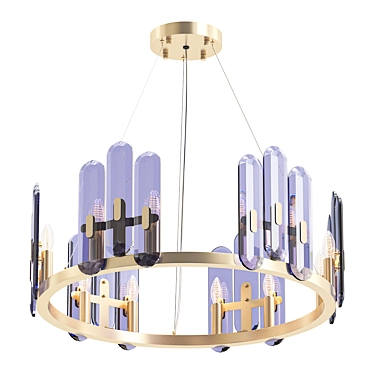 Elegant Glass Rectangular Chandelier 3D model image 1 