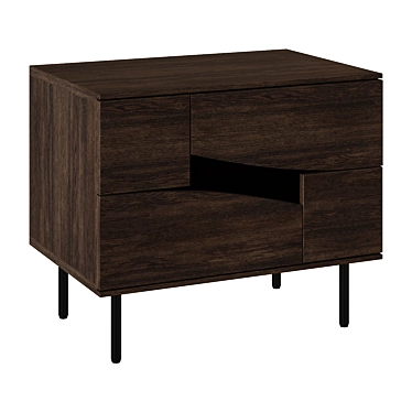 Sleek Black Bedside Table - Cutt 3D model image 1 