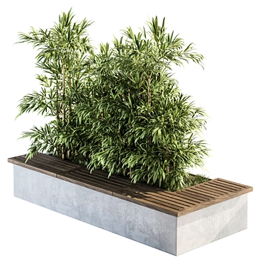 Urban Oasis Bench with Plants 3D model image 1 