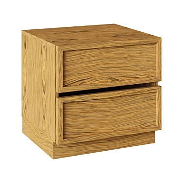Modern Oak Wood Bedside Table 3D model image 1 