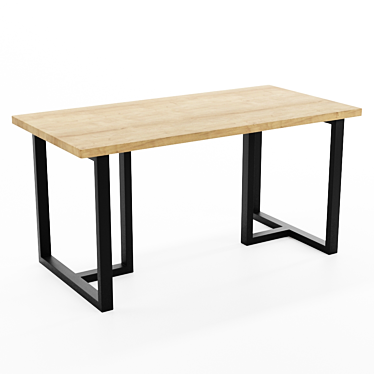 Industrial Oak Loft Table 3D model image 1 