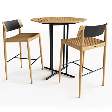 Gloster Whirl Table & Archi Bar Chair Set 3D model image 1 