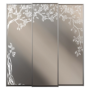 Elegant Sandblasted Sliding Doors 3D model image 1 