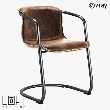 Modern Leather and Metal Chair 3D model image 1 