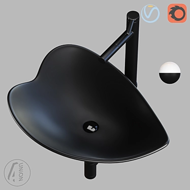 Black Heart Washbasin: Sleek and Stylish 3D model image 1 