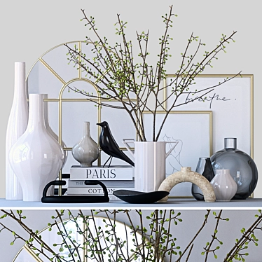 Title: Elegant Mirror and Vase Set 3D model image 1 