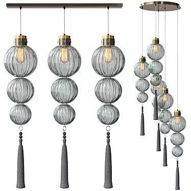 Elegant Medina Chandeliers - Rectangle & Round 3D model image 1 