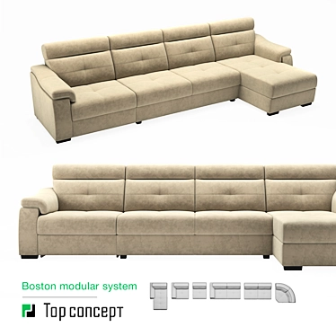 Versatile Modular Boston Sofa 3D model image 1 