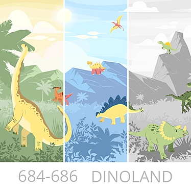 DinoLand Wallpaper Panel: Vibrant & Customizable 3D model image 1 