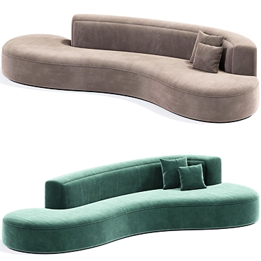 Sleek Midcentury Sofa Chaise 3D model image 1 