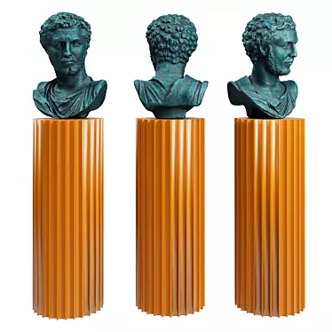 Antique Roman Emperor Bust with Pedestal 3D model image 1 