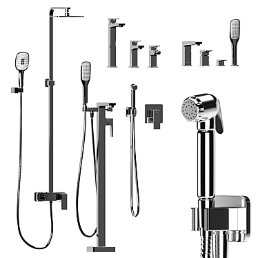 Omnires Parma Chrome Bathroom Set 3D model image 1 