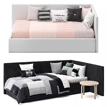 WoodNotes Corner Bed: Modern and Functional 3D model image 1 