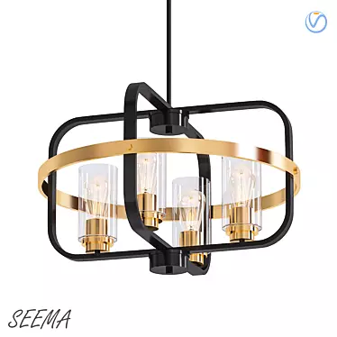 Seema 5-Light Geometric Chandelier 3D model image 1 